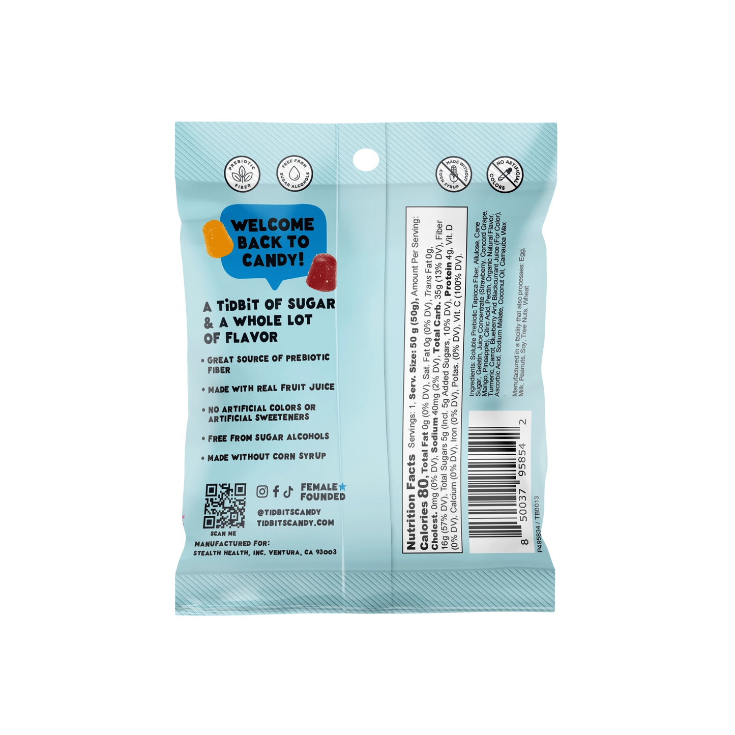 TiDBiTS Strawberry, Pinneapple Mango & Grape Gummies | Low Sugar 1.8oz