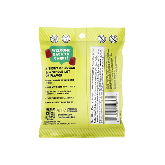 TiDBiTS Sour Wild Cherry Gummies | Low Sugar 1.8oz