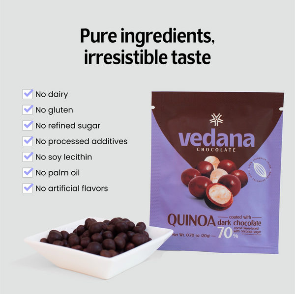 Vedana Chocolate | Puffed Quinoa Dark Chocolate