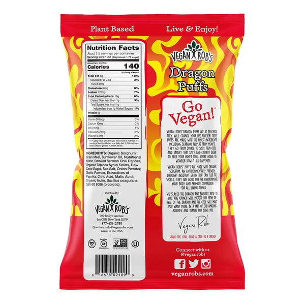 Rob vegano | Dragon Puffs 1,25 oz sin gluten