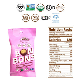 Blissfully Better | Organic Bon Bons Dark Chocolate Covered Toasted Coconut | Organic Vegan 1.6oz