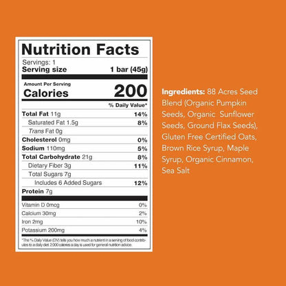 88 Acres | Plant-Based Granola Bar Cinnamon Maple Bar 1.6 oz