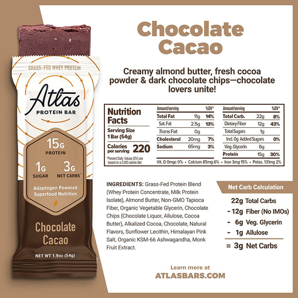 Atlas | Chocolat Cacao Keto Sans Gluten Sans Produits Laitiers (0,5 oz)