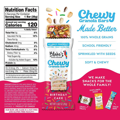 Blake's Seed Based Birthday Cake Chewy Bar Granola Bar (0.92 oz)