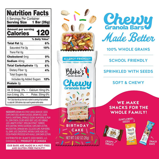Blake's Seed Based Birthday Cake Chewy Bar Granola Bar (0.92 oz)