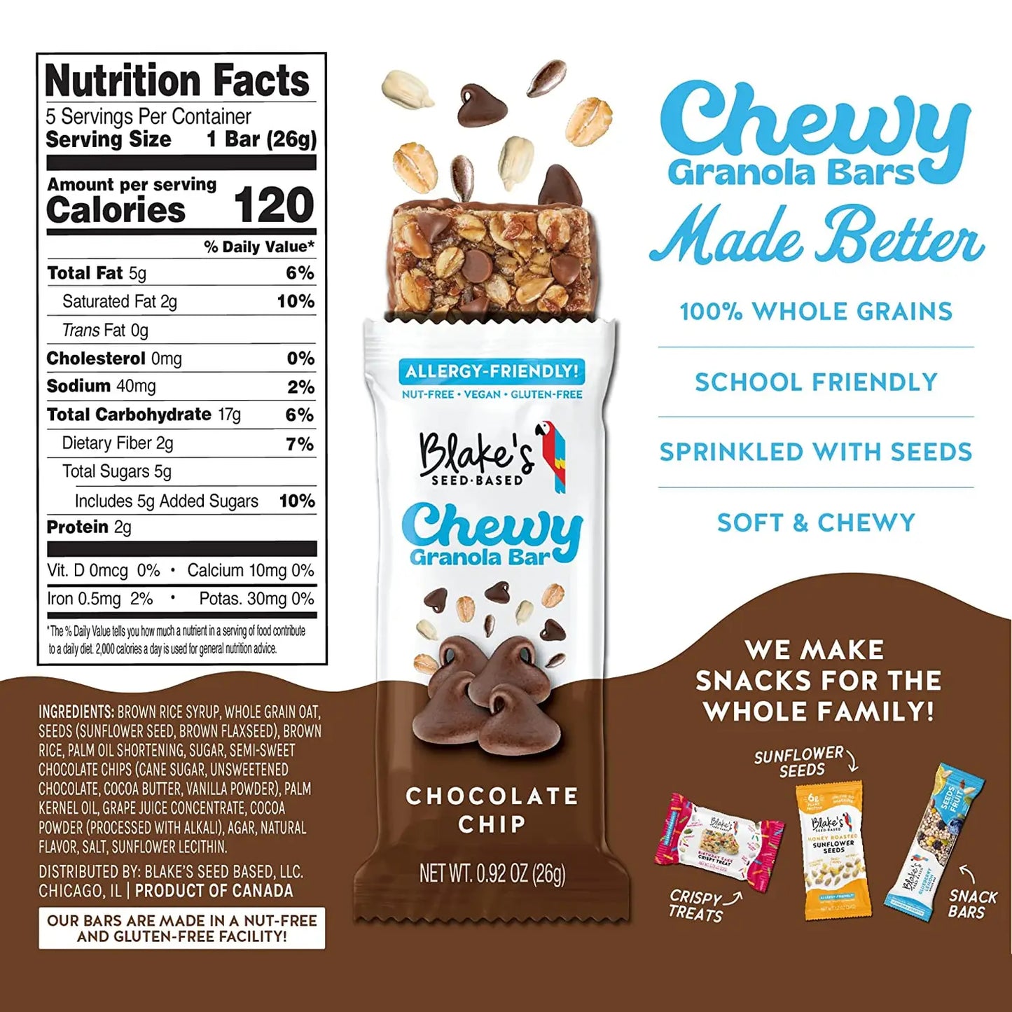 Blake's Seed Based Granola Bar Chewy Chocolate Chip (0.92 oz)