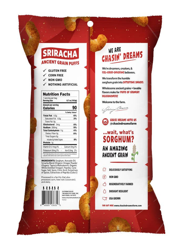 Chasin' Dreams | Crunchy Ancient Grain Puffs Sriracha 0.7 oz