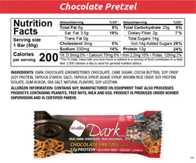 Pretzel de chocolate amargo NuGo 0.42 oz Proteína vegana