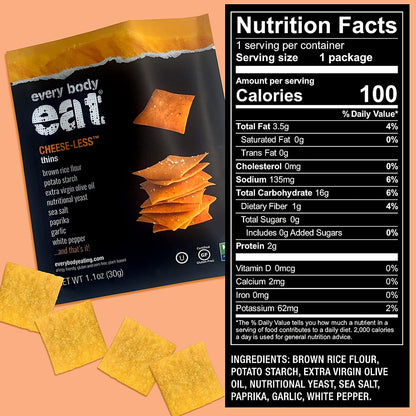 Every Body Eat Snack Thins, Cheese-less Flavor, Vegan 1.1 oz