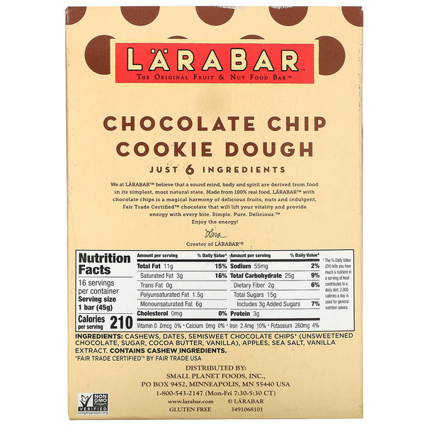 Lärabar Chocolate Chip Cookie Dough, Gluten Free 1.6 oz