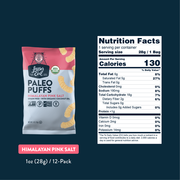 Lesser Evil Paleo Puffs Himalayan Pink Salt 1 oz
