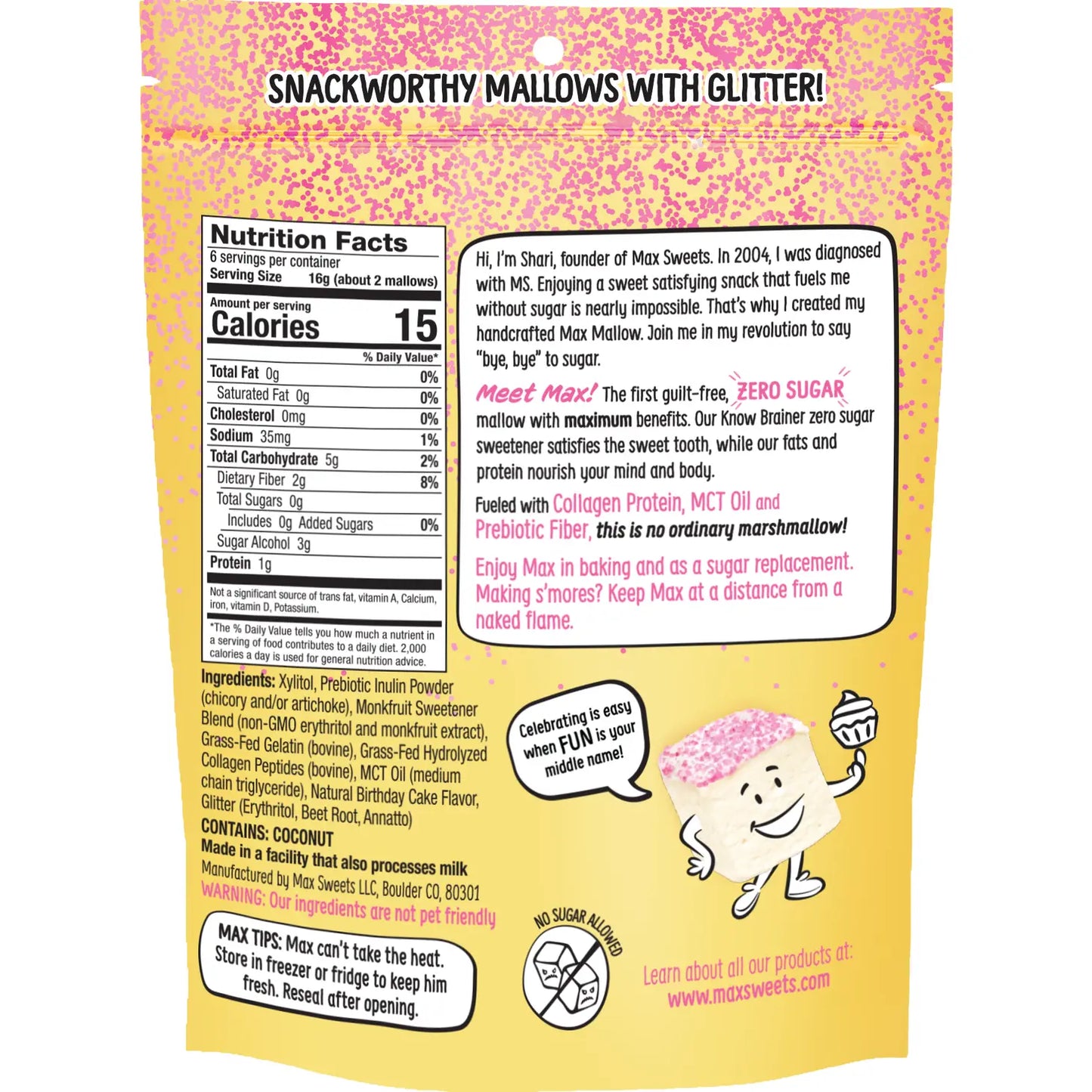 Know Brainer Max Mallow Birthday Funfetti | Guilt-Free & Zero Sugar (3.4 oz)