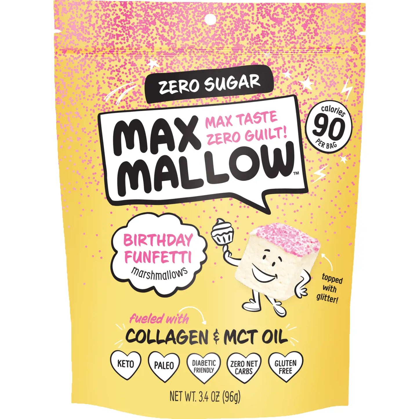 Know Brainer Max Mallow Birthday Funfetti | Guilt-Free & Zero Sugar (3.4 oz)