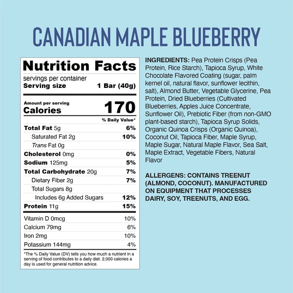Mezcla | Canadian Maple Blueberry | Vegan Plant Protein Bar - 1.40 oz