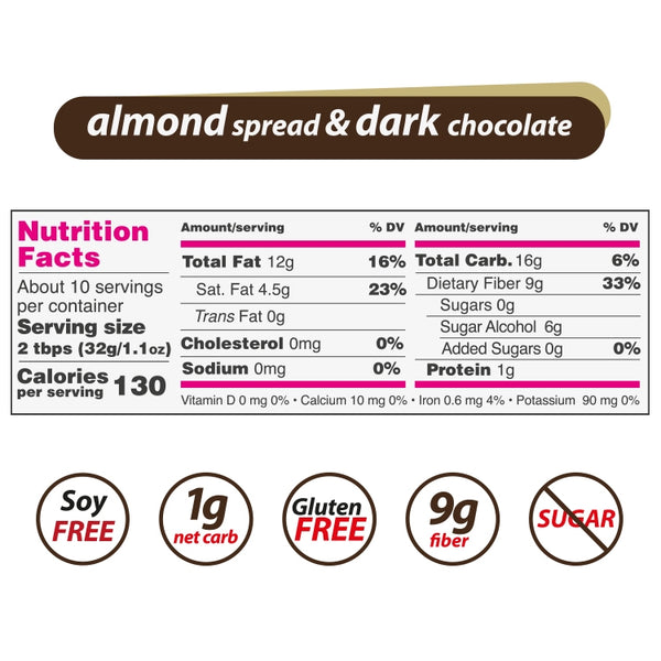 Nutilight Almond Spread & Dark Chocolate 11 oz Sugar Free