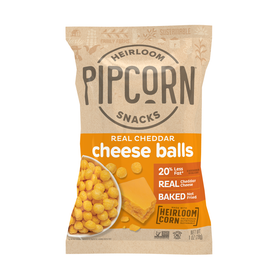 Pipcorn Heirloom Cheddar Cheese Balls 1 oz Gluten Free