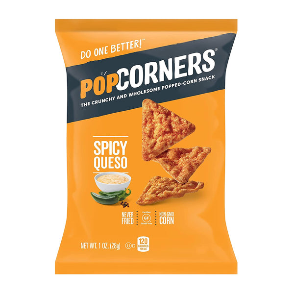 PopCorners Popped Corn Snacks, Spicy Queso 1 oz Gluten Free