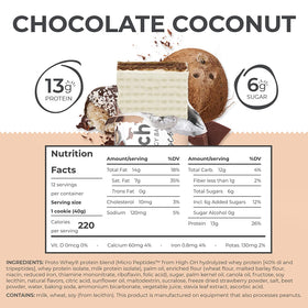 Barras de oblea de proteína Power Crunch, bocadillos ricos en proteínas de chocolate y coco, 1.4 oz