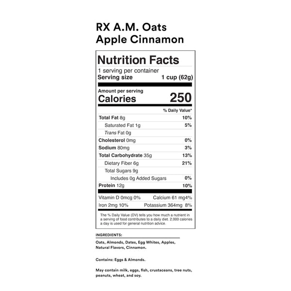 RX A.M. Oats Oatmeal Cups Protein Gluten Free 2.18 oz