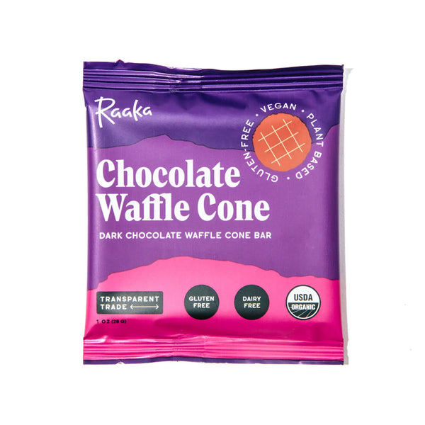 Raaka Chocolate Waffle Cone Bar 1 oz Dairy Free