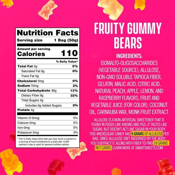 Smart Sweets Fruity Gummy Bears 1.8 oz