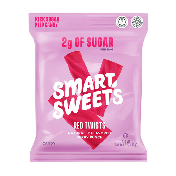 Smart Sweets Red Twists, gomitas de regaliz con sabor natural a bayas, 1,8 0 oz