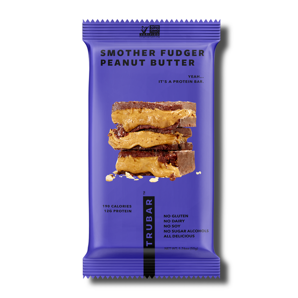 TRUWOMEN TRUBAR Smother Fudger Barre protéinée alimentée par les plantes au beurre de cacahuète (1,76 oz)