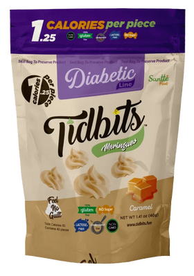TIDBITS FUN BITES | Diabetic Caramel Meringues | 1.41 oz No Sugar Gluten Free