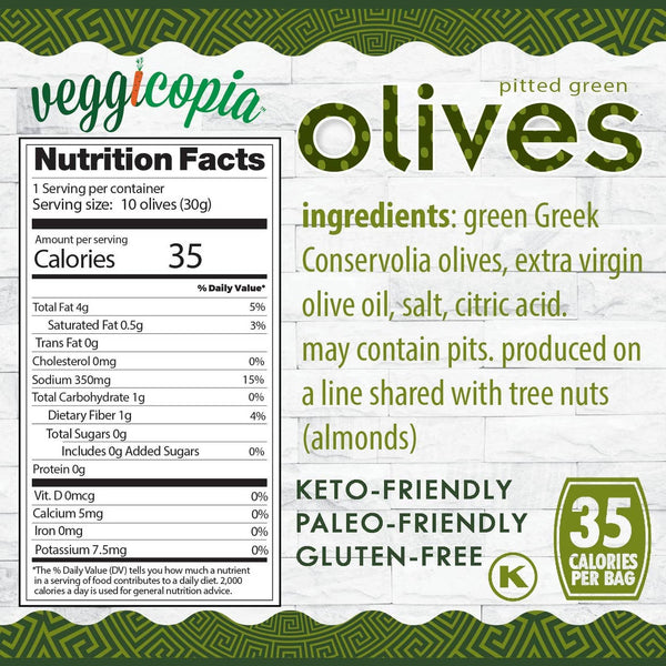 Veggicopia | Olive Keto Tasty Green Pit Snack Olives 1,0 oz