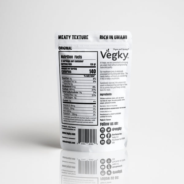 VÉGKY | Vegan Shiitake Original Champignons Jerky | 2,46 oz SANS OGM