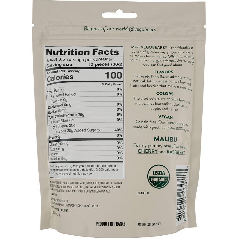 VegoBears Malibu Vegan Gummy Bears – Foamy Organic 4oz