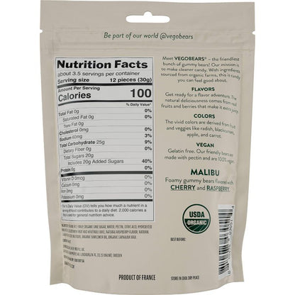 VegoBears Malibu Vegan Gummy Bears – Foamy Organic 4oz