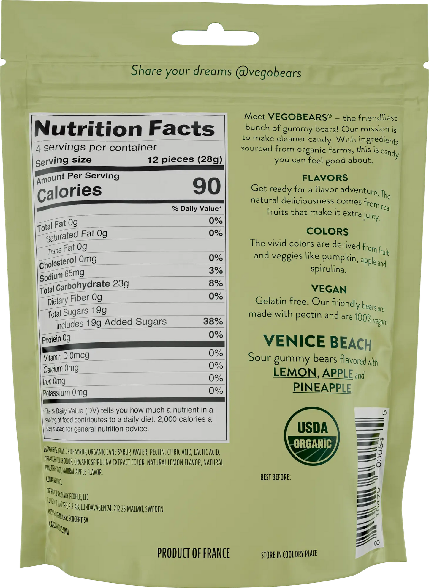 Vegobears Venice Beach Gummy Bears 4 oz