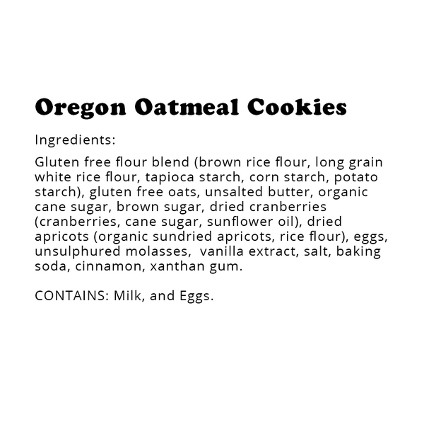 WOW Compañía de repostería | Galleta horneada suave de avena Oregon sin gluten (1 oz)