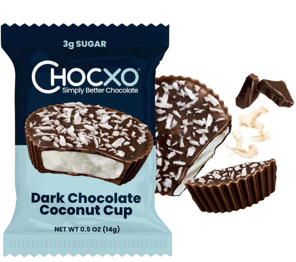 CHOCXO Dark Chocolate Coconut Cup (0.5oz) Gluten Free