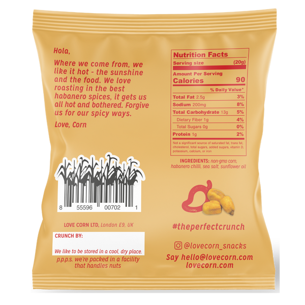 Love Corn | Delicious Crunchy Corn Habanero Chilli Snack | 0.7 oz