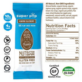 Súper pop | Barra de proteína sin gluten de almendras y arándanos 1.9 oz