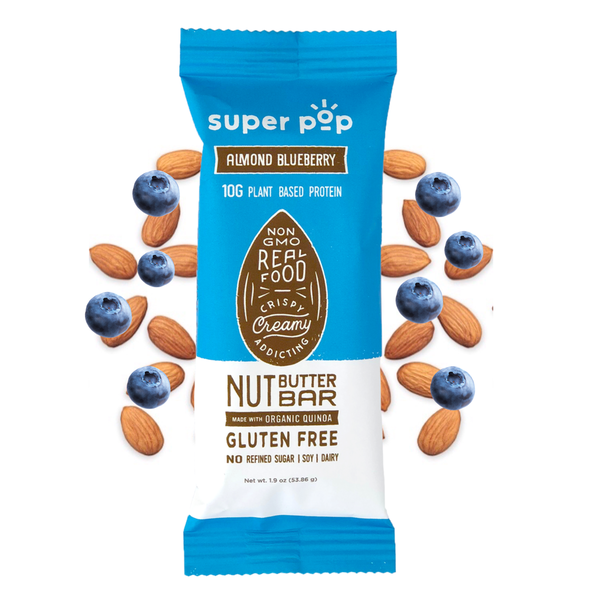 Super-pop | Barre protéinée sans gluten aux amandes et aux bleuets 1,9 oz