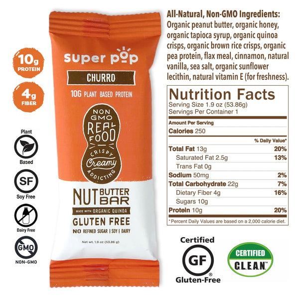 Super Pop Nut Butter Bar Churro - Snackever