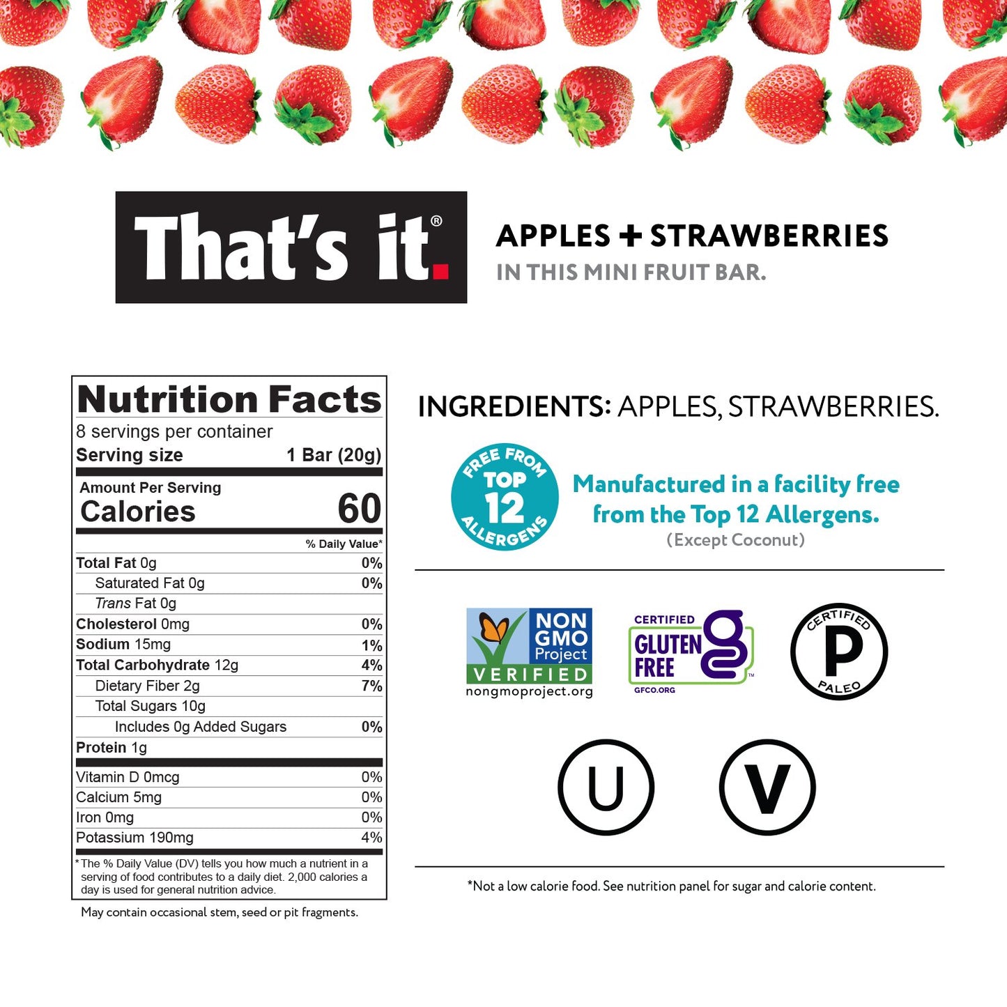 That's it - Apple & Strawberry Mini Fruit Bar - 0.7 oz No Sugar Added